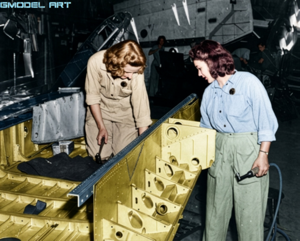 F4U Corsair undergoing overhaul inside NAS Jacksonville maintenance hangar