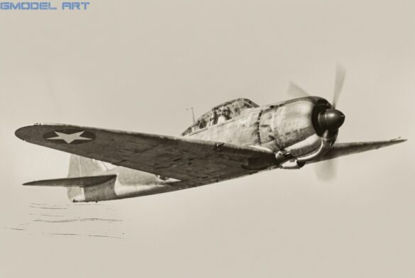 Captured Mitsubishi A6M2 Zero in US Navy markings during flight evaluation