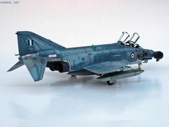 Hellenic Air Force F-4E Phantom II of 337 Squadron in Aegean Blue camouflage, 1995, 1:48 scale model by Hasegawa.