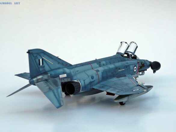 Hellenic Air Force F-4E Phantom II of 337 Squadron in Aegean Blue camouflage, 1995, 1:48 scale model by Hasegawa.