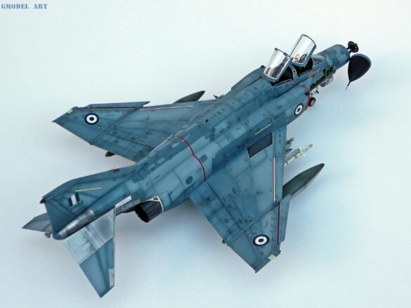 Hellenic Air Force F-4E Phantom II of 337 Squadron in Aegean Blue camouflage, 1995, 1:48 scale model by Hasegawa.