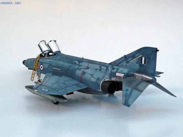 Hellenic Air Force F-4E Phantom II of 337 Squadron in Aegean Blue camouflage, 1995, 1:48 scale model by Hasegawa.