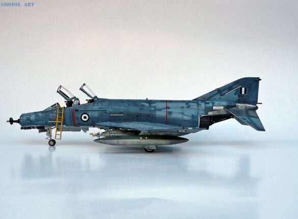 Hellenic Air Force F-4E Phantom II of 337 Squadron in Aegean Blue camouflage, 1995, 1:48 scale model by Hasegawa.