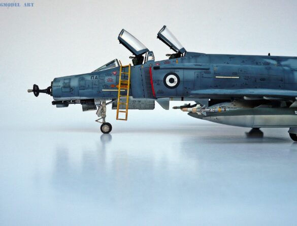 Hellenic Air Force F-4E Phantom II of 337 Squadron in Aegean Blue camouflage, 1995, 1:48 scale model by Hasegawa.