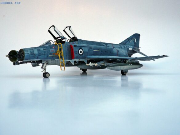 Hellenic Air Force F-4E Phantom II of 337 Squadron in Aegean Blue camouflage, 1995, 1:48 scale model by Hasegawa.