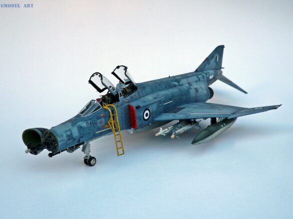 Hellenic Air Force F-4E Phantom II of 337 Squadron in Aegean Blue camouflage, 1995, 1:48 scale model by Hasegawa.