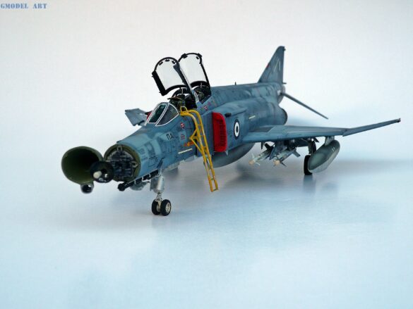 Hellenic Air Force F-4E Phantom II of 337 Squadron in Aegean Blue camouflage, 1995, 1:48 scale model by Hasegawa.
