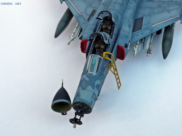 Hellenic Air Force F-4E Phantom II of 337 Squadron in Aegean Blue camouflage, 1995, 1:48 scale model by Hasegawa.