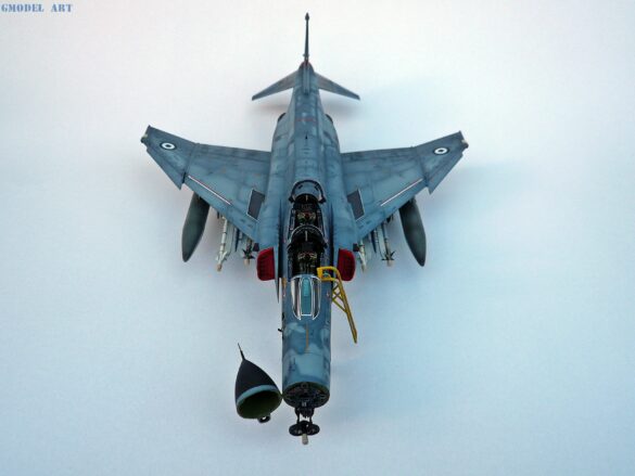 Hellenic Air Force F-4E Phantom II of 337 Squadron in Aegean Blue camouflage, 1995, 1:48 scale model by Hasegawa.
