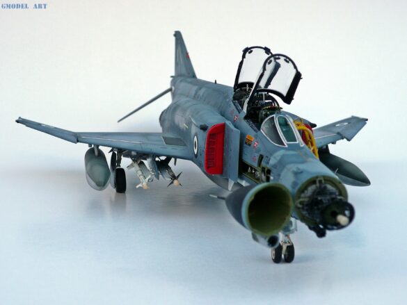 Hellenic Air Force F-4E Phantom II of 337 Squadron in Aegean Blue camouflage, 1995, 1:48 scale model by Hasegawa.