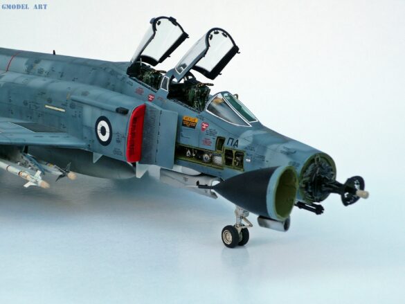 Hellenic Air Force F-4E Phantom II of 337 Squadron in Aegean Blue camouflage, 1995, 1:48 scale model by Hasegawa.