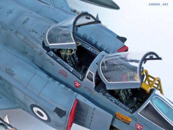 Hellenic Air Force F-4E Phantom II of 337 Squadron in Aegean Blue camouflage, 1995, 1:48 scale model by Hasegawa.