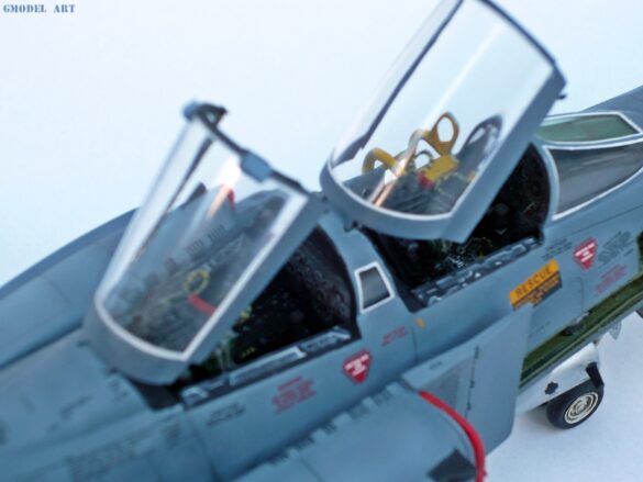 Hellenic Air Force F-4E Phantom II of 337 Squadron in Aegean Blue camouflage, 1995, 1:48 scale model by Hasegawa.