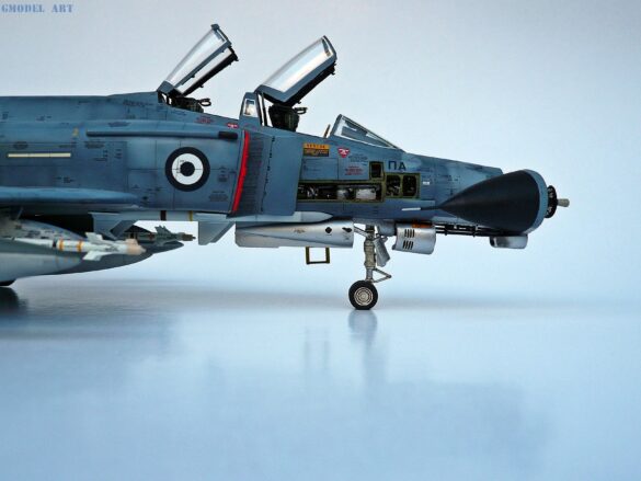 Hellenic Air Force F-4E Phantom II of 337 Squadron in Aegean Blue camouflage, 1995, 1:48 scale model by Hasegawa.