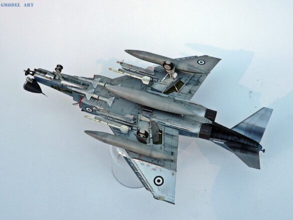 Hellenic Air Force F-4E Phantom II of 337 Squadron in Aegean Blue camouflage, 1995, 1:48 scale model by Hasegawa.