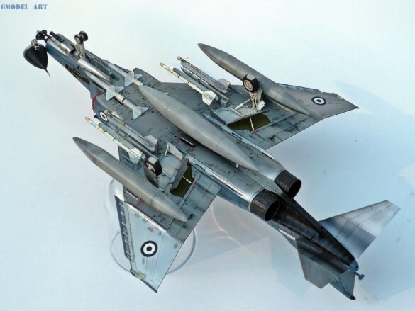 Hellenic Air Force F-4E Phantom II of 337 Squadron in Aegean Blue camouflage, 1995, 1:48 scale model by Hasegawa.