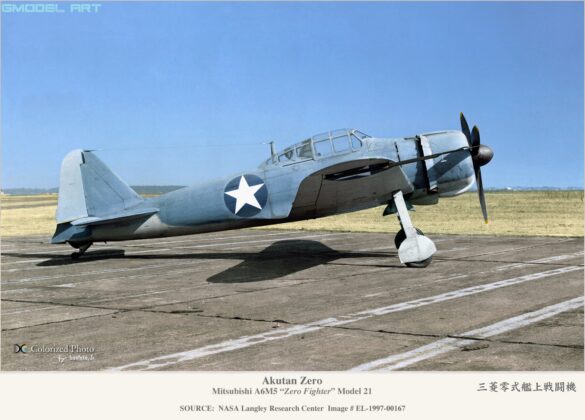 Recovered Mitsubishi A6M2 Zero from Akutan Island during US Navy inspection