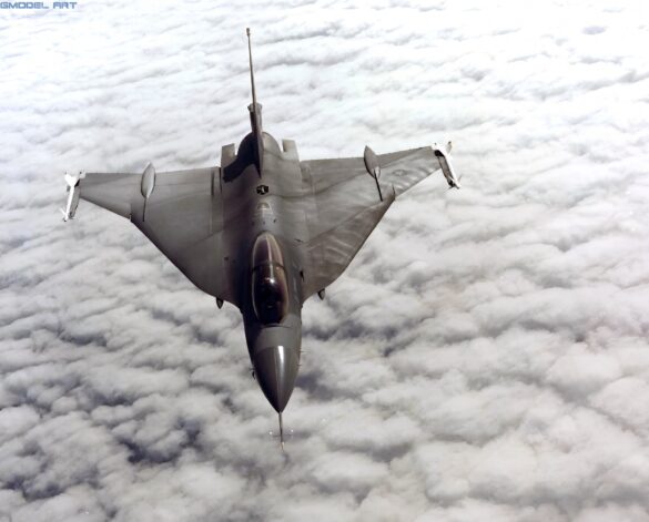 F-16XL experimental fighter in a test camouflage scheme