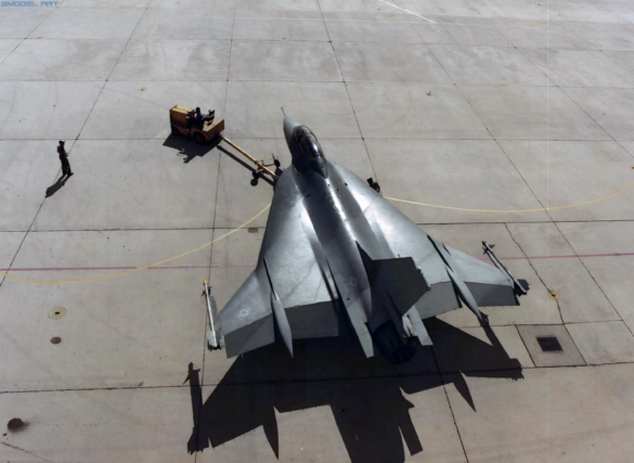 F-16XL experimental fighter in a test camouflage scheme