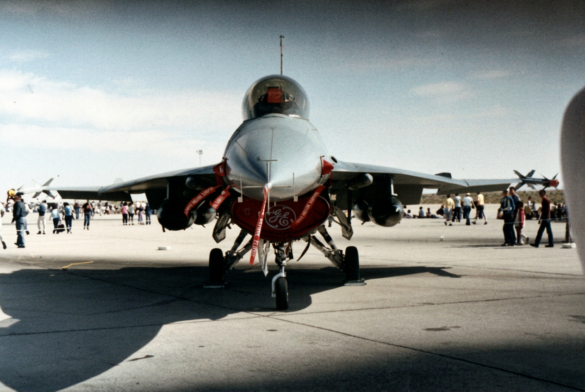 F-16XL experimental fighter in a test camouflage scheme