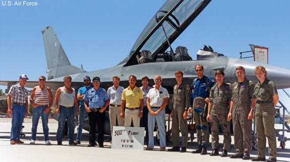 F-16XL experimental fighter in a test camouflage scheme