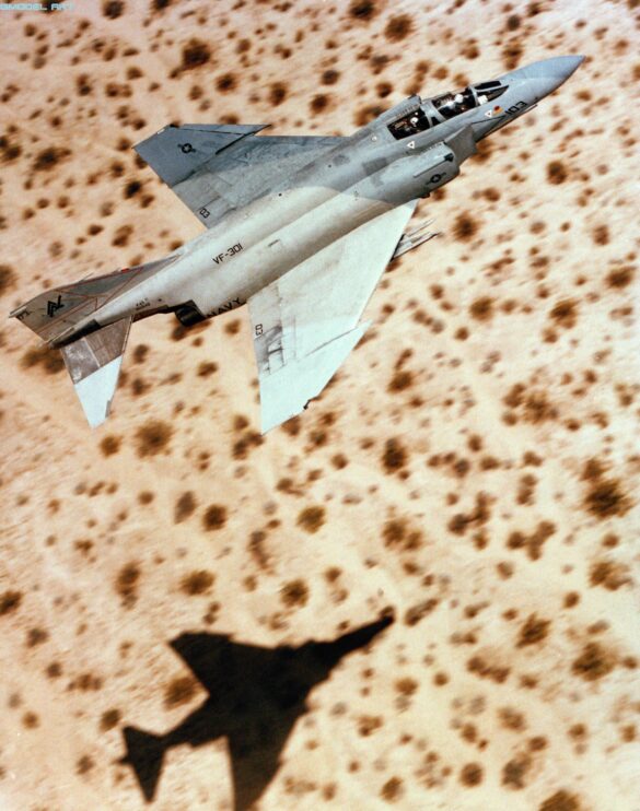 U.S. Navy F-4S Phantom II in experimental four-color Heater-Ferris camouflage