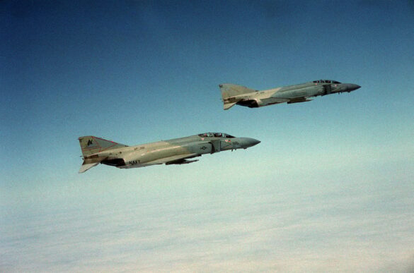 U.S. Navy F-4S Phantom II in experimental four-color Heater-Ferris camouflage