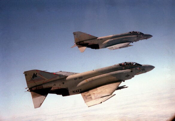 U.S. Navy F-4S Phantom II in experimental four-color Heater-Ferris camouflage