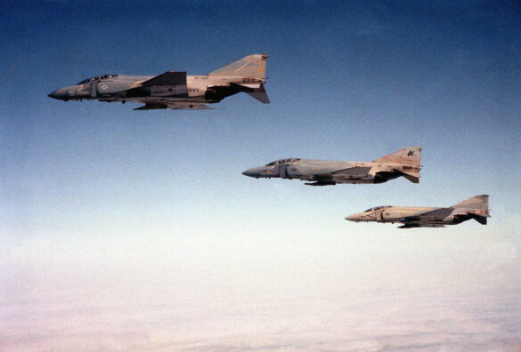 U.S. Navy F-4S Phantom II in experimental four-color Heater-Ferris camouflage