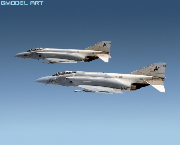 U.S. Navy F-4S Phantom II in experimental four-color Heater-Ferris camouflage