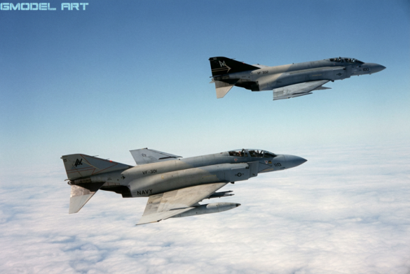 U.S. Navy F-4S Phantom II in experimental four-color Heater-Ferris camouflage